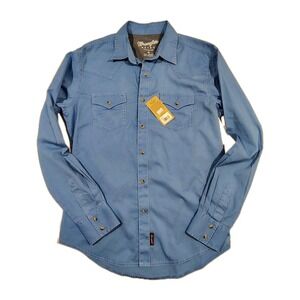 Wrangler Retro Premium Pearl Snap Shirt Blue Mens Medium Workwear Western Ranch